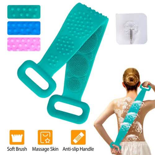 Silicone Back Scrubber Belt for Shower Exfoliating Foaming Body-Silicone Back Scrubber Belt for Shower Exfoliating Foaming Body