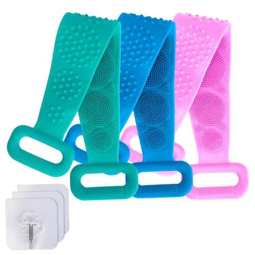Silicone Back Scrubber Belt for Shower Exfoliating Foaming Body-Silicone Back Scrubber Belt for Shower Exfoliating Foaming Body