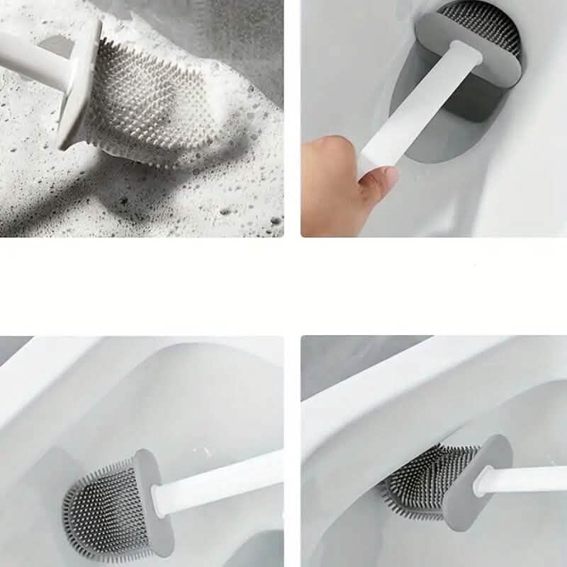 Silicone Toilet Brush with Long Holder Set-Silicone Toilet Brush with Long Holder Set