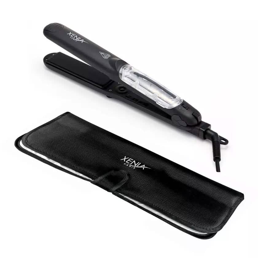 Silk Steam 1.25" Ceramic Steamer Flat Iron with Protective Heat Station Mat-Silk Steam 1.25" Ceramic Steamer Flat Iron with Protective Heat Station Mat