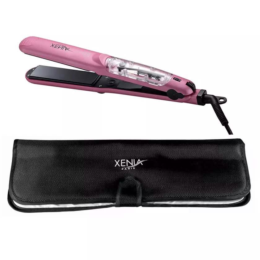 Silk Steam 1.25" Ceramic Steamer Flat Iron with Protective Heat Station Mat-Silk Steam 1.25" Ceramic Steamer Flat Iron with Protective Heat Station Mat