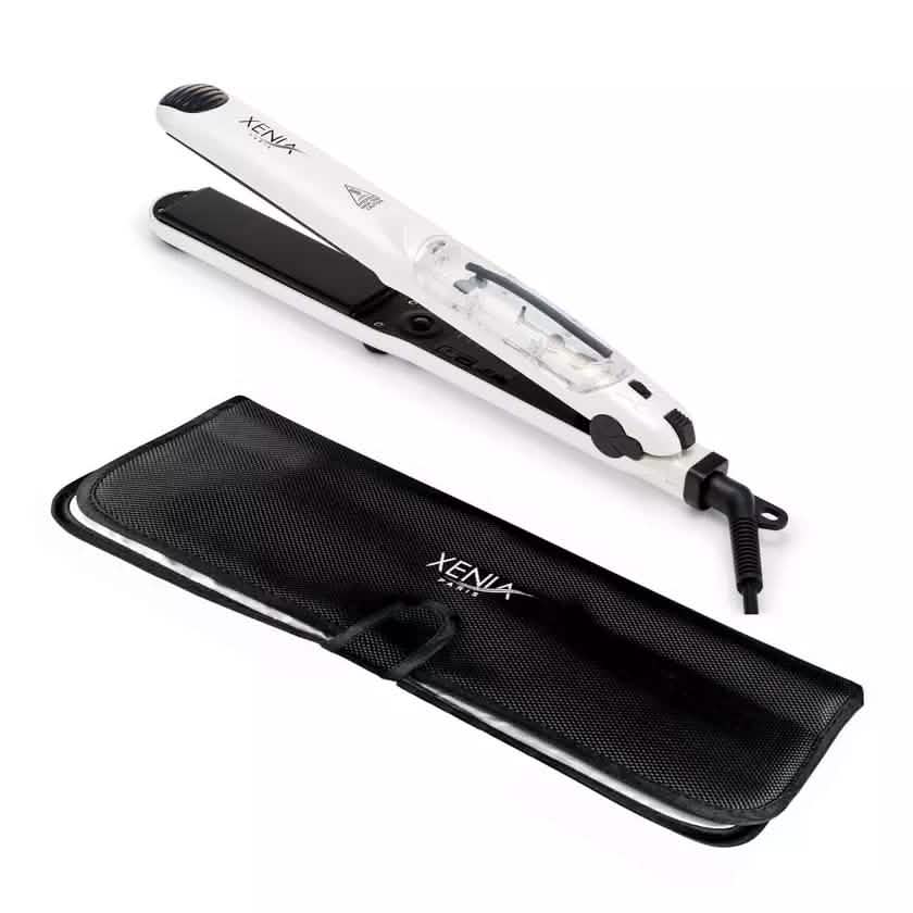 Silk Steam 1.25" Ceramic Steamer Flat Iron with Protective Heat Station Mat-Silk Steam 1.25" Ceramic Steamer Flat Iron with Protective Heat Station Mat