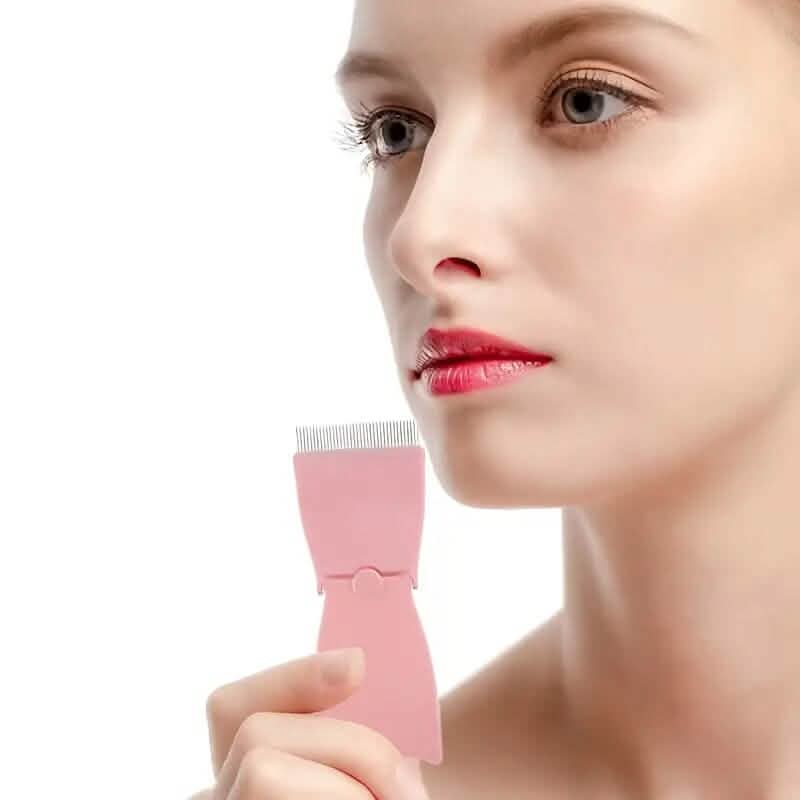 Single Foldable Steel Needle Eyelash Comb-Single Foldable Steel Needle Eyelash Comb