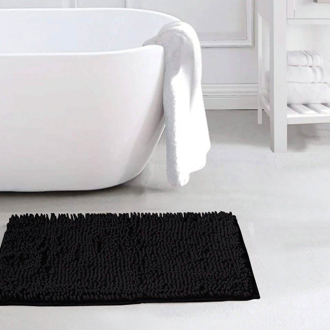 Slip-Resistant Shag Anna Chenille Soft Absorbent Bath Mat Bathroom Rug 17" x 24"-Slip-Resistant Shag Anna Chenille Soft Absorbent Bath Mat Bathroom Rug 17" x 24"