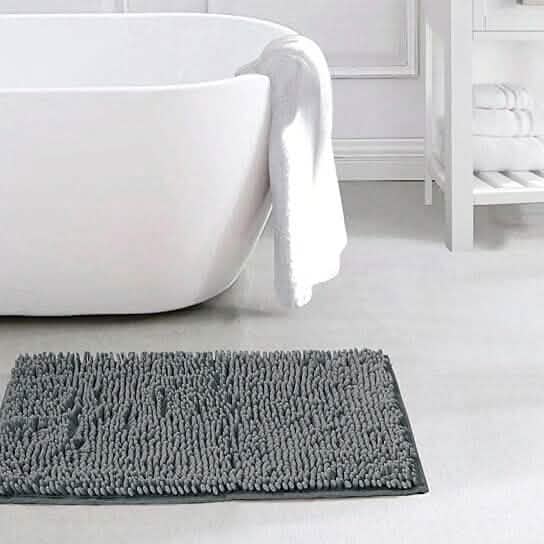 Slip-Resistant Shag Anna Chenille Soft Absorbent Bath Mat Bathroom Rug 17" x 24"-Slip-Resistant Shag Anna Chenille Soft Absorbent Bath Mat Bathroom Rug 17" x 24"