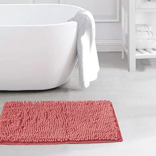 Slip-Resistant Shag Anna Chenille Soft Absorbent Bath Mat Bathroom Rug 17" x 24"-Slip-Resistant Shag Anna Chenille Soft Absorbent Bath Mat Bathroom Rug 17" x 24"
