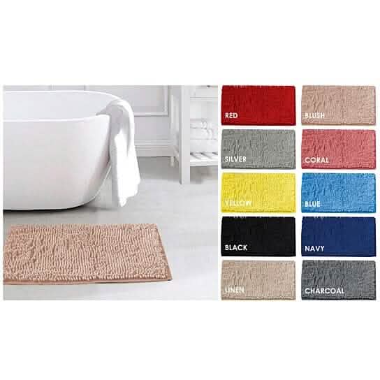 Slip-Resistant Shag Anna Chenille Soft Absorbent Bath Mat Bathroom Rug 17" x 24"-Slip-Resistant Shag Anna Chenille Soft Absorbent Bath Mat Bathroom Rug 17" x 24"