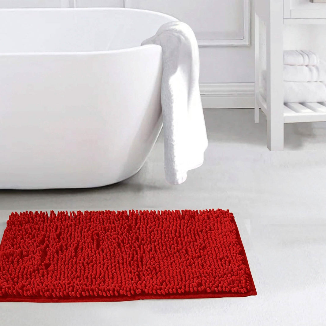 Slip-Resistant Shag Anna Chenille Soft Absorbent Bath Mat Bathroom Rug 17" x 24"-Slip-Resistant Shag Anna Chenille Soft Absorbent Bath Mat Bathroom Rug 17" x 24"