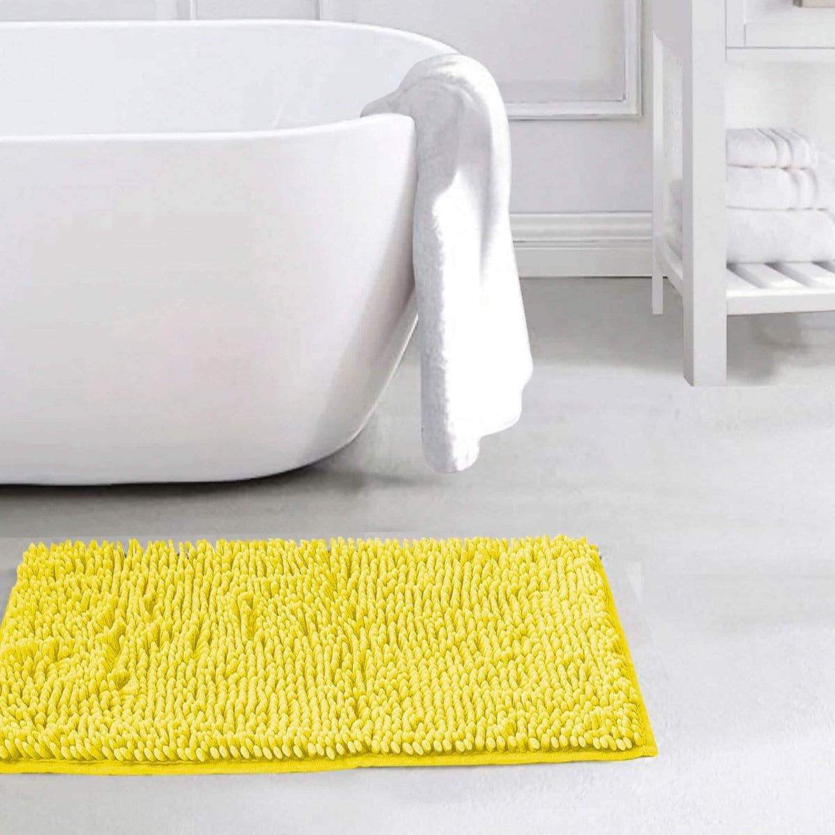 Slip-Resistant Shag Anna Chenille Soft Absorbent Bath Mat Bathroom Rug 17" x 24"-Slip-Resistant Shag Anna Chenille Soft Absorbent Bath Mat Bathroom Rug 17" x 24"