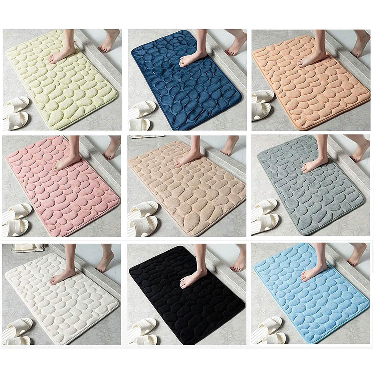Soft Memory Foam Non Slip Cobblestone Embossing Bath Mat-Soft Memory Foam Non Slip Cobblestone Embossing Bath Mat