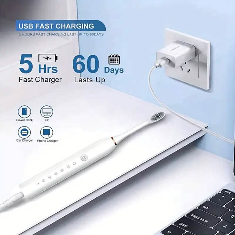 Sonic Electric Toothbrush with 6 Modes and Smart Timer-Sonic Electric Toothbrush with 6 Modes and Smart Timer