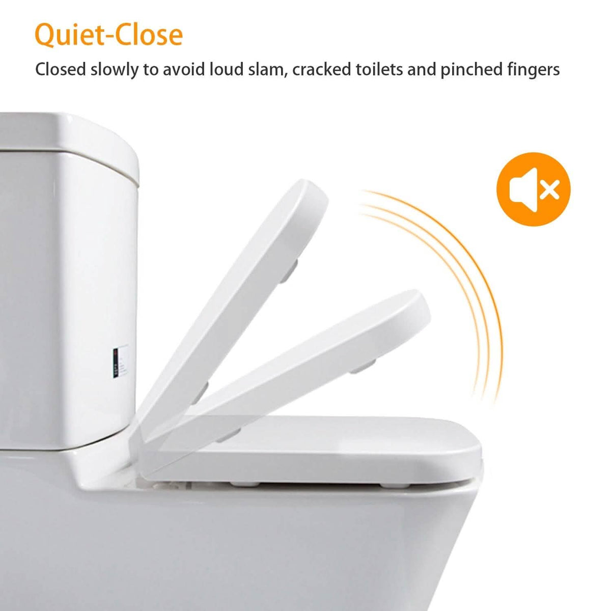 Square Toilet Seat with Grip-Tight Seat Bumpers-Square Toilet Seat with Grip-Tight Seat Bumpers