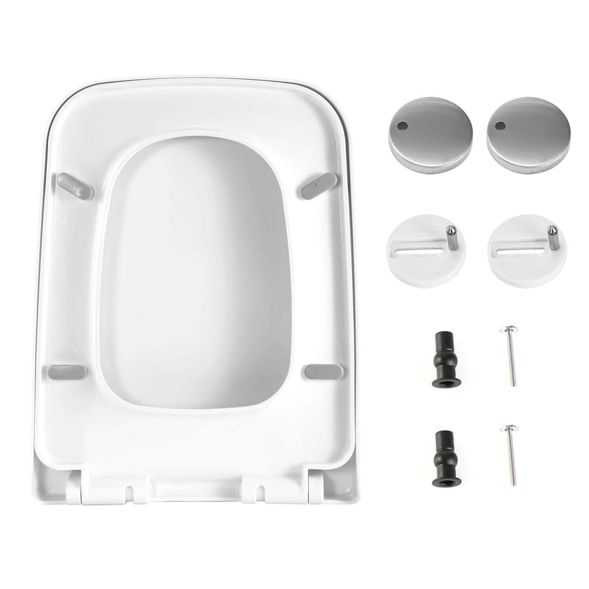 Square Toilet Seat with Grip-Tight Seat Bumpers-Square Toilet Seat with Grip-Tight Seat Bumpers
