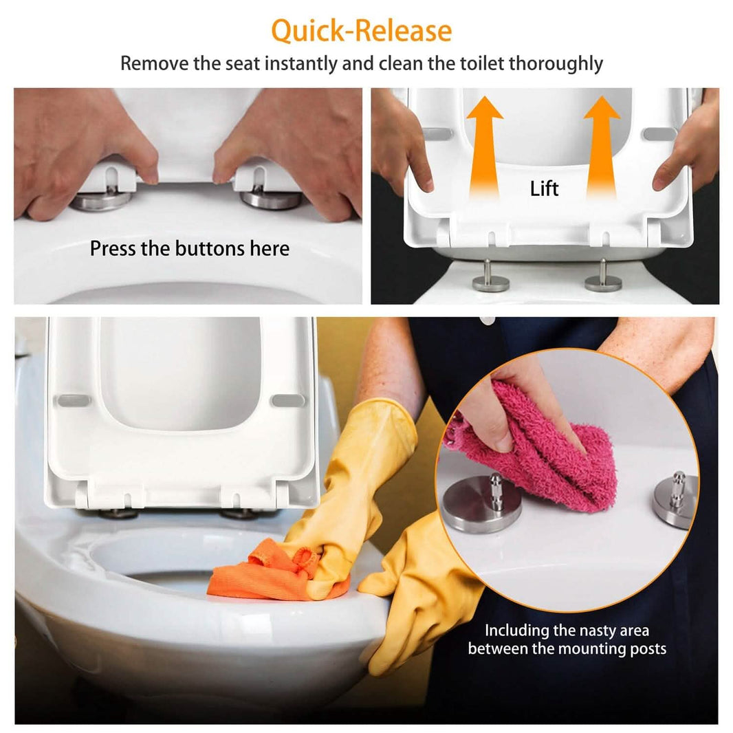 Square Toilet Seat with Grip-Tight Seat Bumpers-Square Toilet Seat with Grip-Tight Seat Bumpers