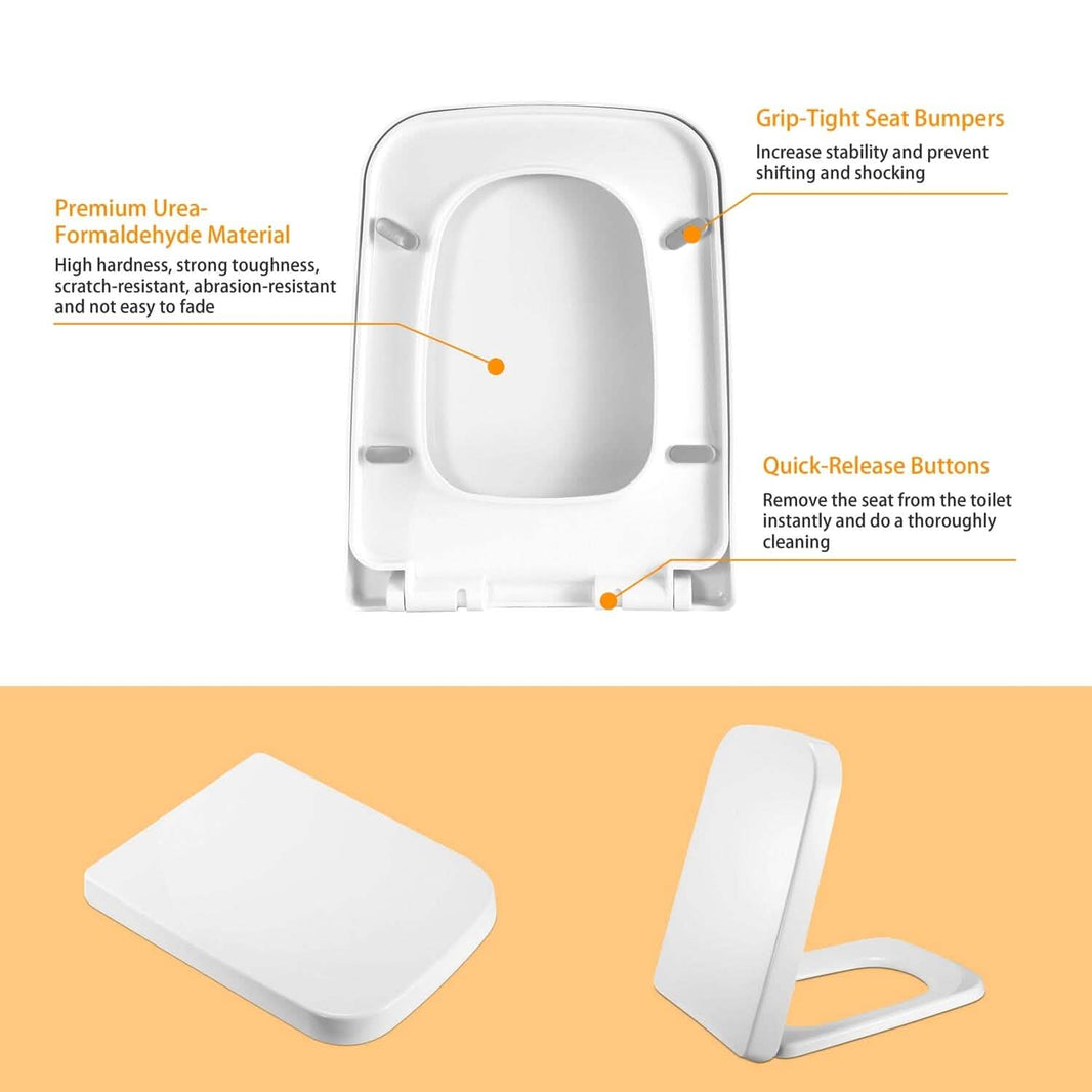 Square Toilet Seat with Grip-Tight Seat Bumpers-Square Toilet Seat with Grip-Tight Seat Bumpers