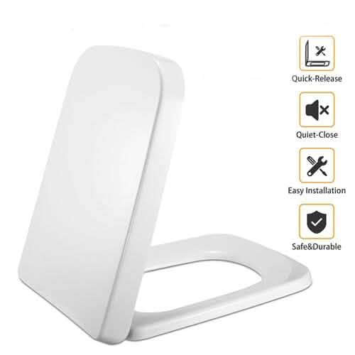 Square Toilet Seat with Grip-Tight Seat Bumpers-Square Toilet Seat with Grip-Tight Seat Bumpers
