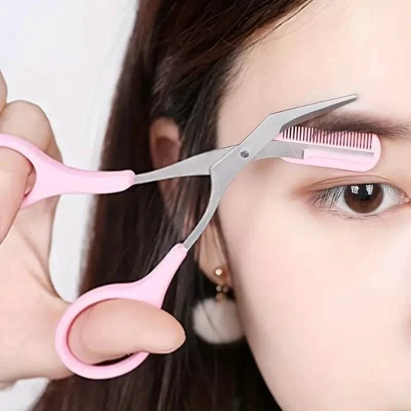 Stainless Steel Eyebrow Trimmer Set, Curved Eyebrow Razor and Scissors With Comb-Stainless Steel Eyebrow Trimmer Set, Curved Eyebrow Razor and Scissors With Comb