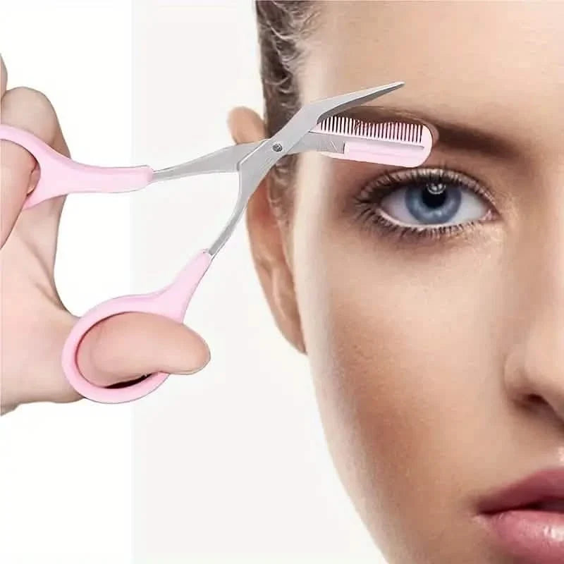 Stainless Steel Eyebrow Trimmer Set, Curved Eyebrow Razor and Scissors With Comb-Stainless Steel Eyebrow Trimmer Set, Curved Eyebrow Razor and Scissors With Comb