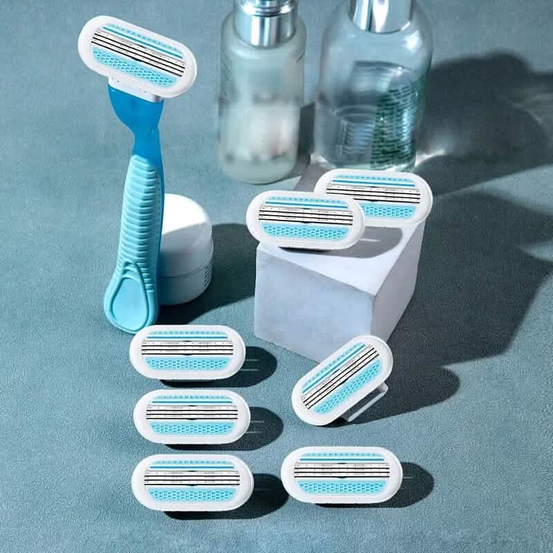 Stainless Steel Women's Hair Razor with 8 Replacement Blades-Stainless Steel Women's Hair Razor with 8 Replacement Blades