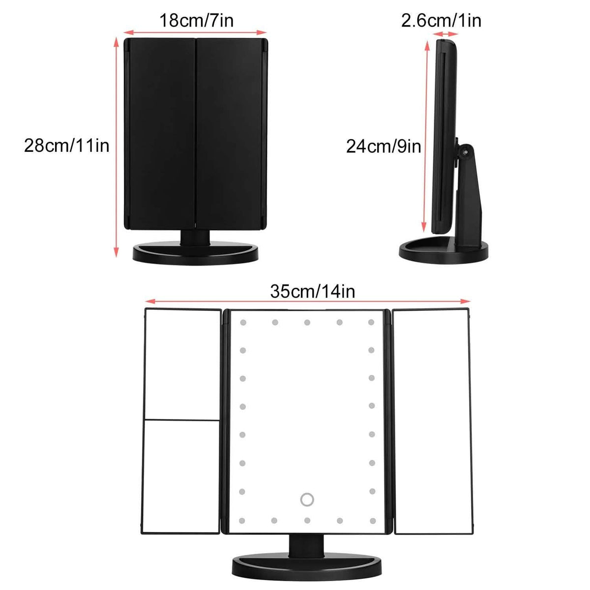 Standing Make Up Mirror Vanity USB 21 LED Light 10X 3X 2X 1X Magnification Black-Standing Make Up Mirror Vanity USB 21 LED Light 10X 3X 2X 1X Magnification Black