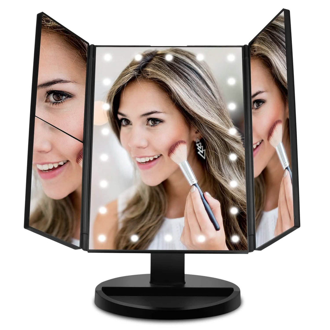 Standing Make Up Mirror Vanity USB 21 LED Light 10X 3X 2X 1X Magnification Black-Standing Make Up Mirror Vanity USB 21 LED Light 10X 3X 2X 1X Magnification Black