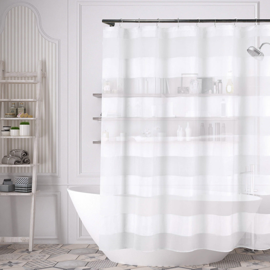Striped Shower Curtain 70" x 72" with 12-Piece Hook Set-Striped Shower Curtain 70" x 72" with 12-Piece Hook Set