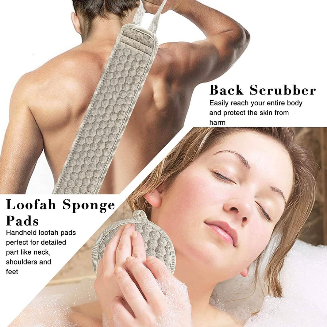 Suntee Exfoliating Back Scrubber and Exfoliating Sponge Pad-Suntee Exfoliating Back Scrubber and Exfoliating Sponge Pad
