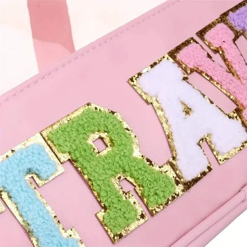 Transparent Letter Pattern Makeup Bag with Handle-Transparent Letter Pattern Makeup Bag with Handle