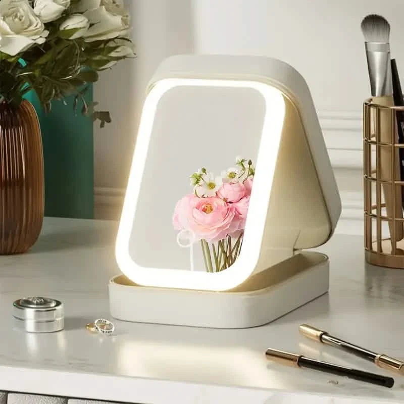 Travel Compact Touch Screen Tabletop Cosmetic Makeup Mirror with LED and 1200mAh-Travel Compact Touch Screen Tabletop Cosmetic Makeup Mirror with LED and 1200mAh