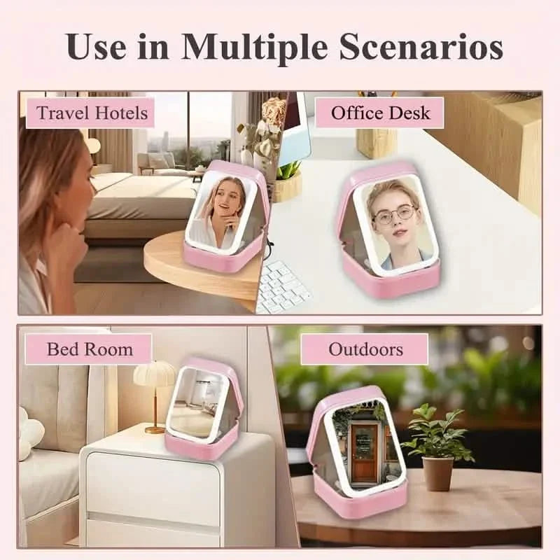 Travel Compact Touch Screen Tabletop Cosmetic Makeup Mirror with LED and 1200mAh-Travel Compact Touch Screen Tabletop Cosmetic Makeup Mirror with LED and 1200mAh