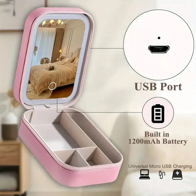 Travel Compact Touch Screen Tabletop Cosmetic Makeup Mirror with LED and 1200mAh-Travel Compact Touch Screen Tabletop Cosmetic Makeup Mirror with LED and 1200mAh