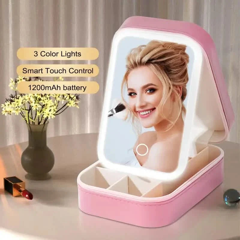 Travel Compact Touch Screen Tabletop Cosmetic Makeup Mirror with LED and 1200mAh-Travel Compact Touch Screen Tabletop Cosmetic Makeup Mirror with LED and 1200mAh