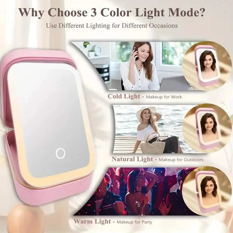 Travel Compact Touch Screen Tabletop Cosmetic Makeup Mirror with LED and 1200mAh-Travel Compact Touch Screen Tabletop Cosmetic Makeup Mirror with LED and 1200mAh