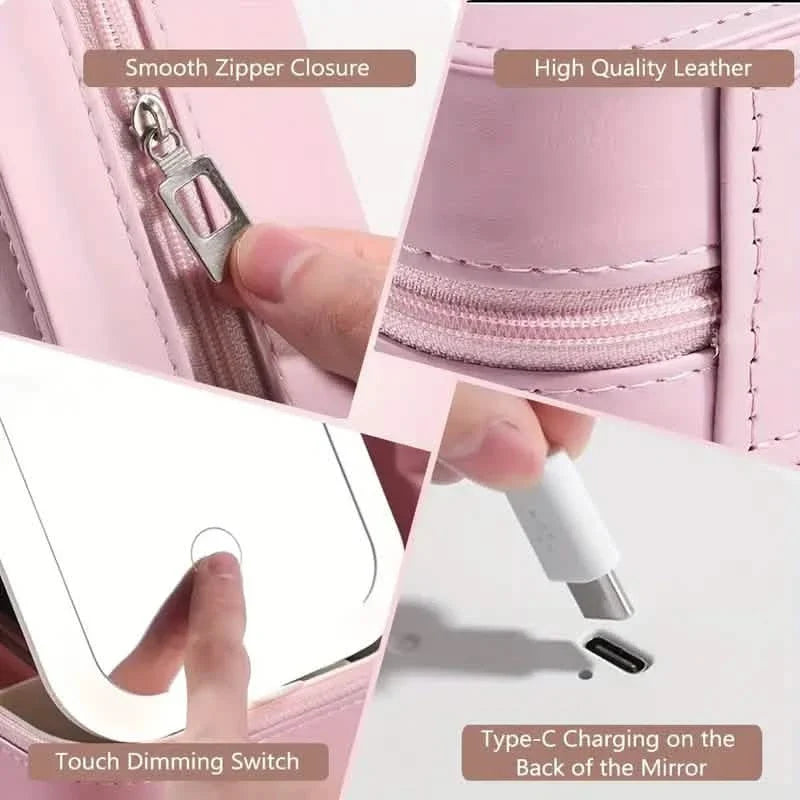 Travel Compact Touch Screen Tabletop Cosmetic Makeup Mirror with LED and 1200mAh-Travel Compact Touch Screen Tabletop Cosmetic Makeup Mirror with LED and 1200mAh