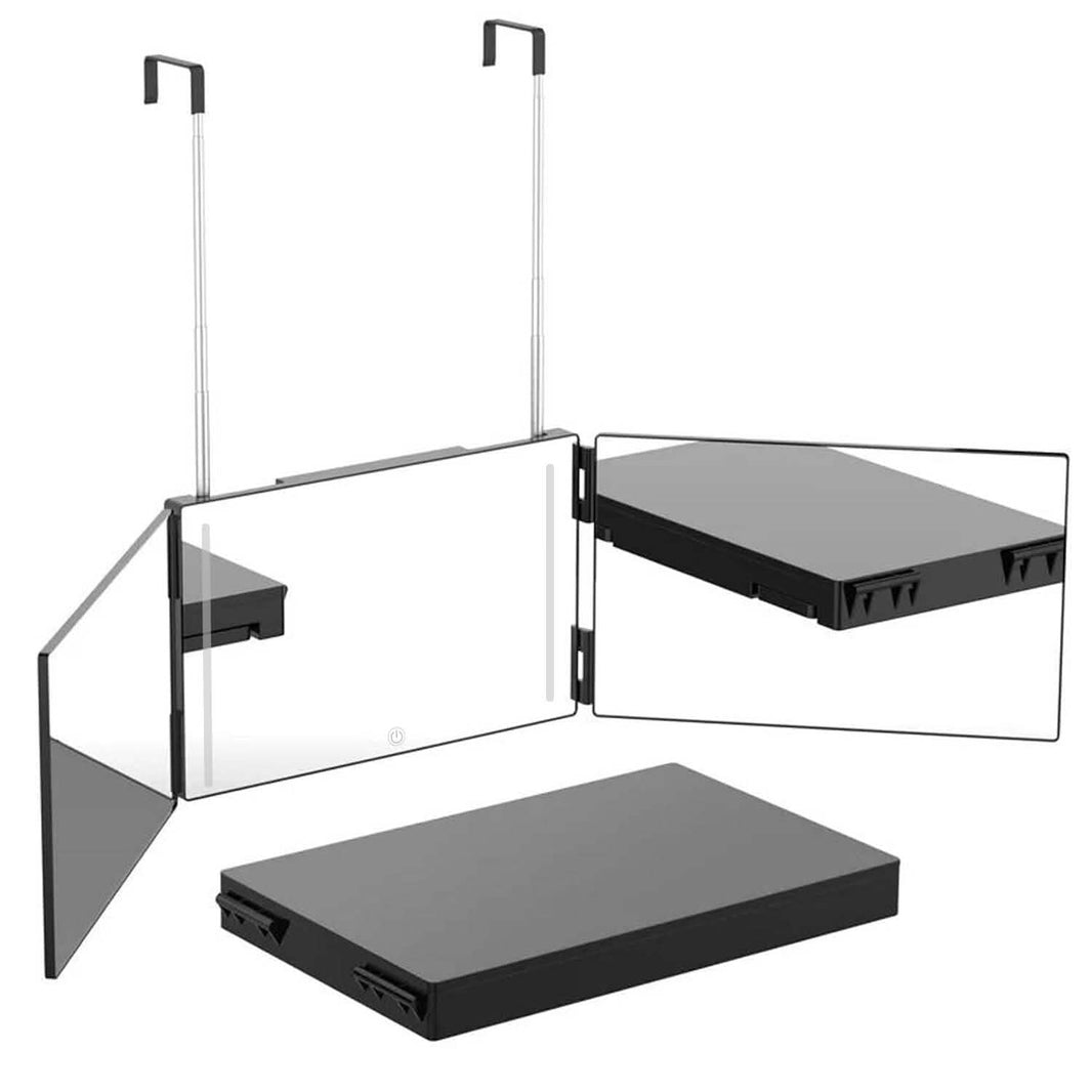 Tri-Fold Mirror with Telescopic Hanger-Tri-Fold Mirror with Telescopic Hanger