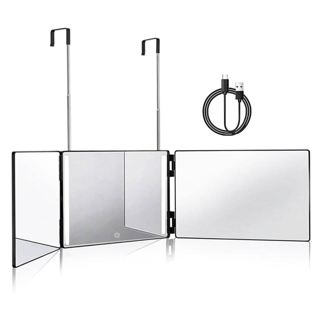 Tri-Fold Mirror with Telescopic Hanger-Tri-Fold Mirror with Telescopic Hanger
