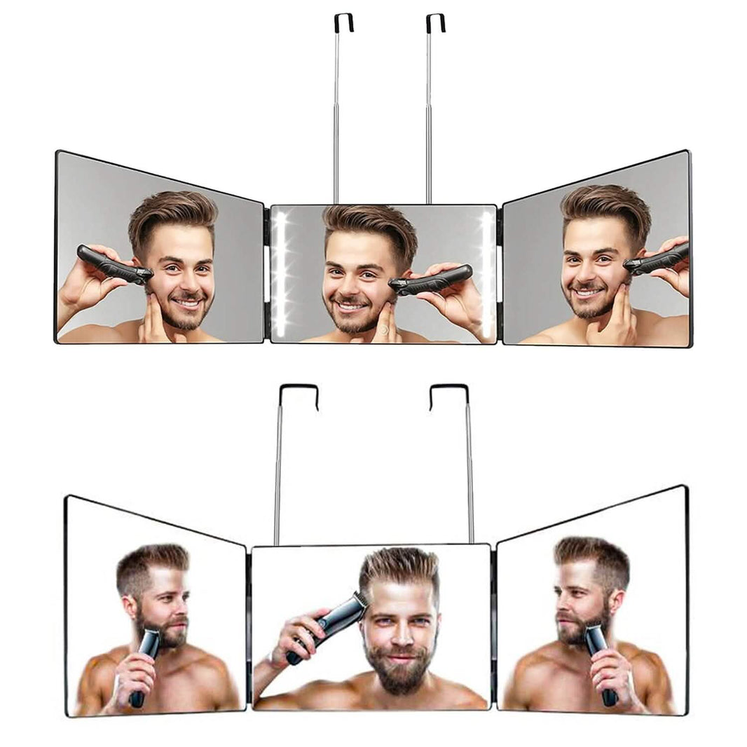 Tri-Fold Mirror with Telescopic Hanger-Tri-Fold Mirror with Telescopic Hanger