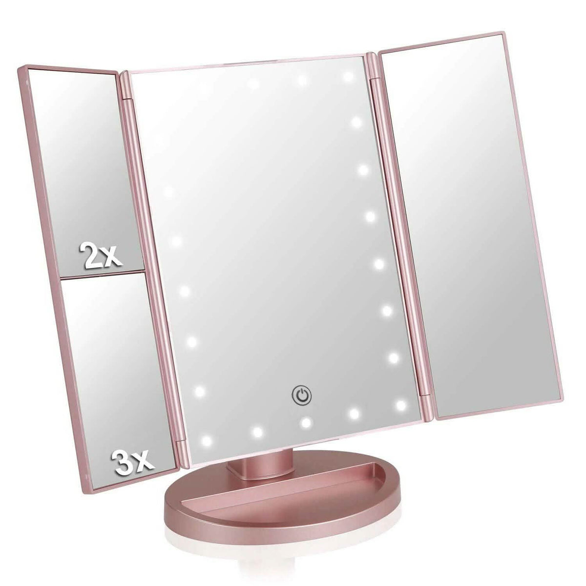 Tri-fold Vanity Makeup LED USB Touch Screen 10X Magnifing Mirror-Tri-fold Vanity Makeup LED USB Touch Screen 10X Magnifing Mirror