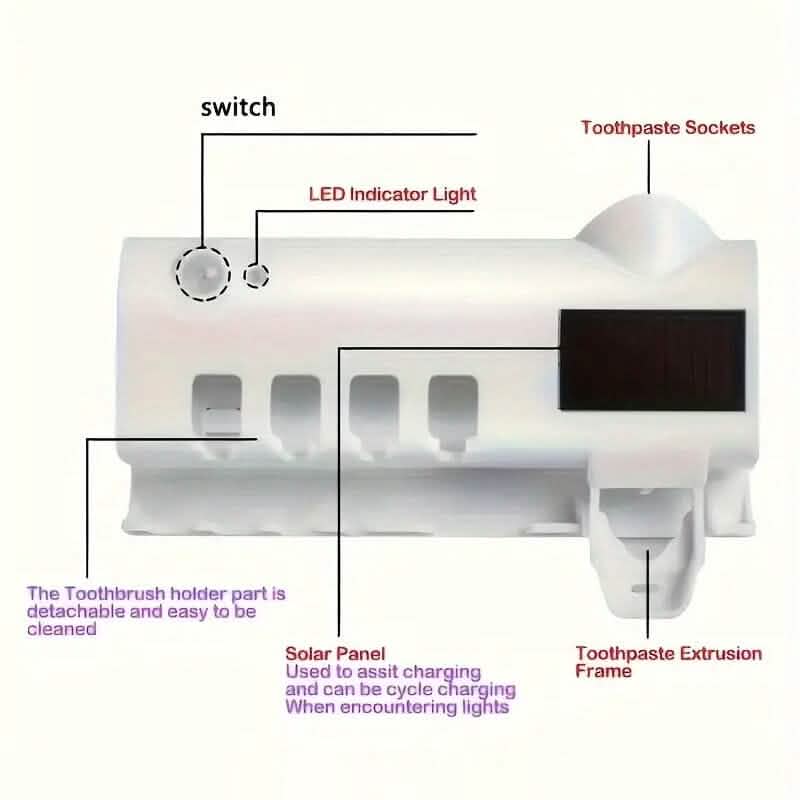 Wall Mounted 4 Slot Toothbrush UV Disinfection Device-Wall Mounted 4 Slot Toothbrush UV Disinfection Device