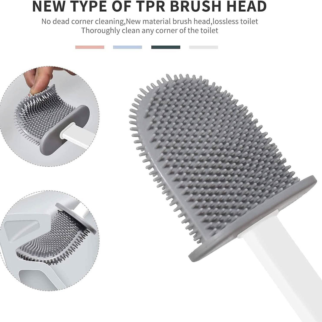 Wall Mounted Silicone Bathroom Brush and Holder Set-Wall Mounted Silicone Bathroom Brush and Holder Set