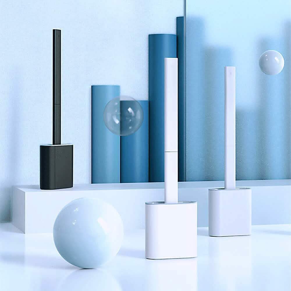 Wall Mounted Silicone Bathroom Brush and Holder Set-Wall Mounted Silicone Bathroom Brush and Holder Set