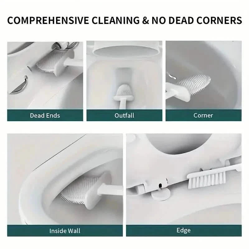 Wall-Mounted Toilet Brush Holder with Long Handle-Wall-Mounted Toilet Brush Holder with Long Handle