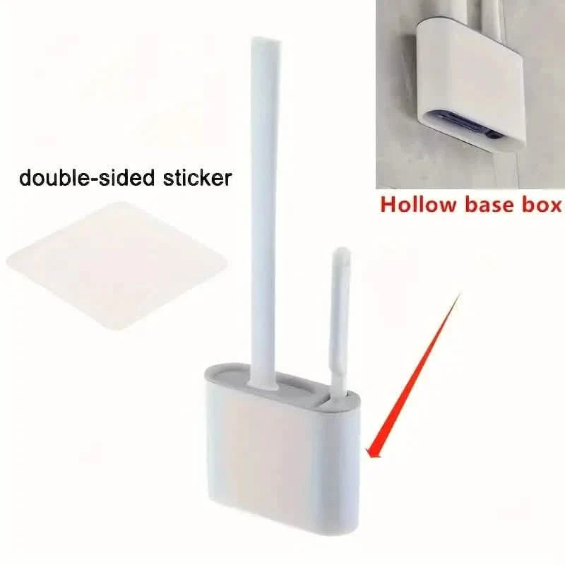 Wall-Mounted Toilet Brush Holder with Long Handle-Wall-Mounted Toilet Brush Holder with Long Handle