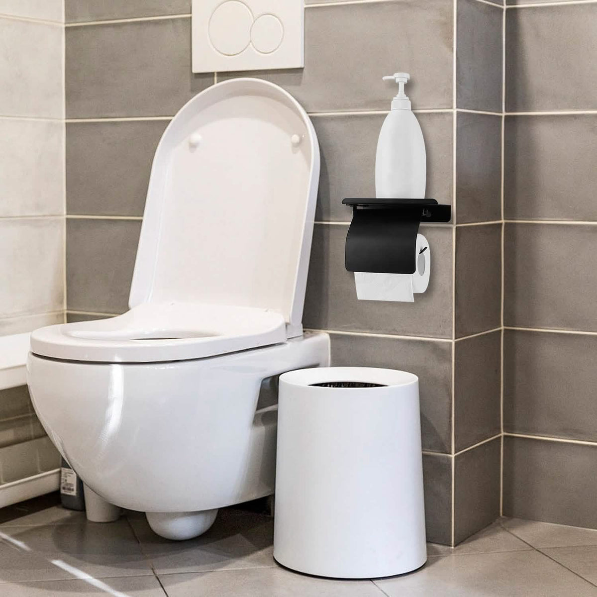 Wall Mounted Toilet Paper Holder with Phone Storage Rack-Wall Mounted Toilet Paper Holder with Phone Storage Rack