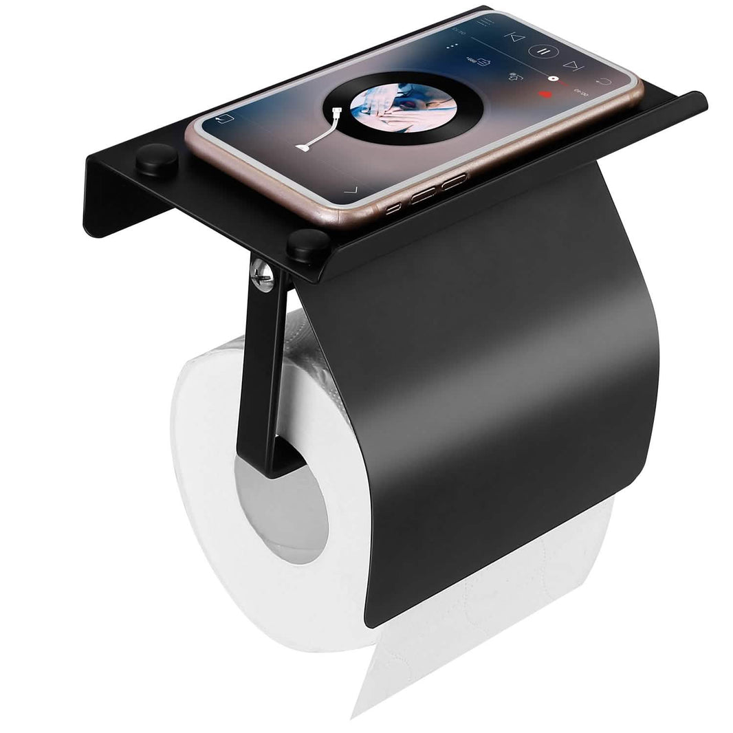Wall Mounted Toilet Paper Holder with Phone Storage Rack-Wall Mounted Toilet Paper Holder with Phone Storage Rack