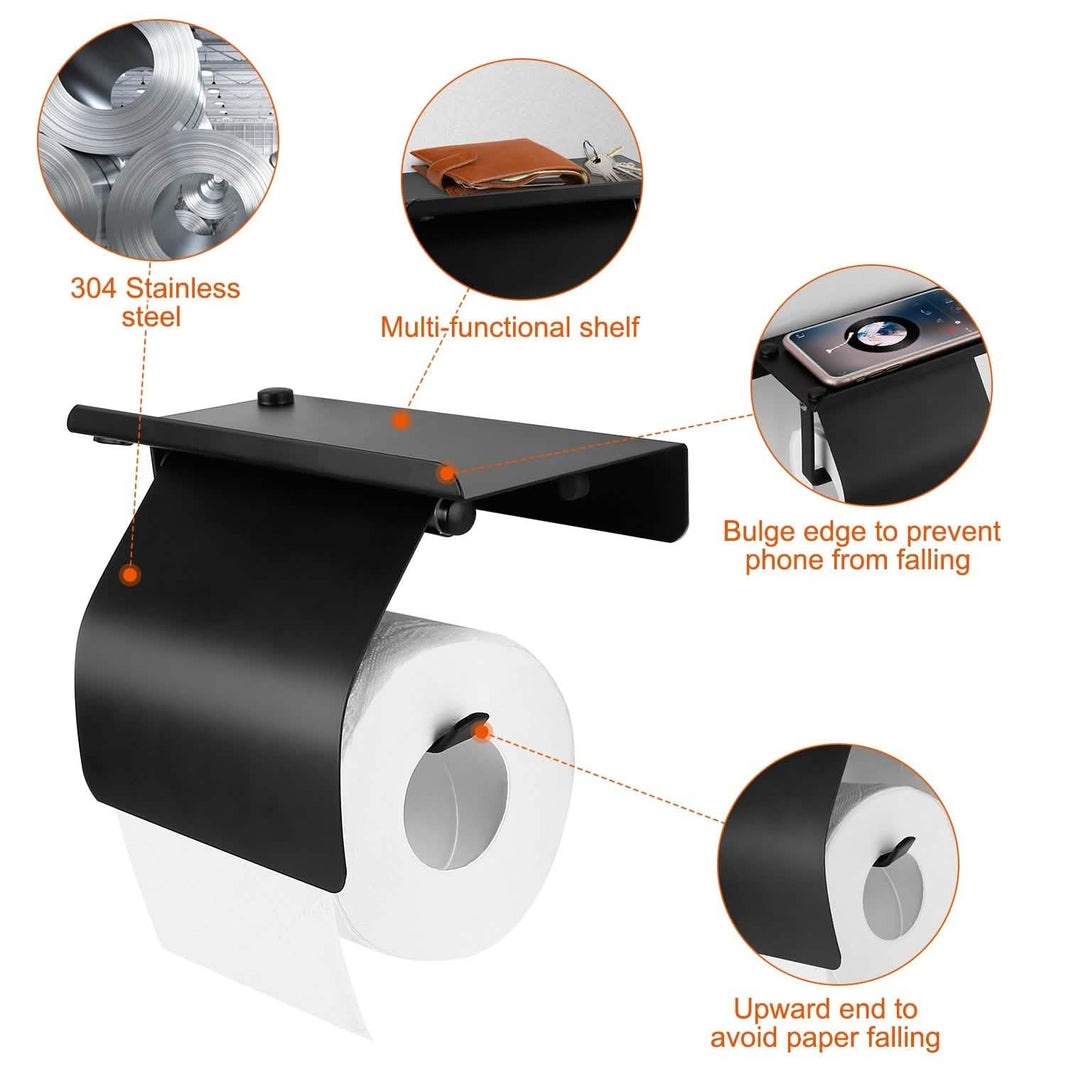 Wall Mounted Toilet Paper Holder with Phone Storage Rack-Wall Mounted Toilet Paper Holder with Phone Storage Rack