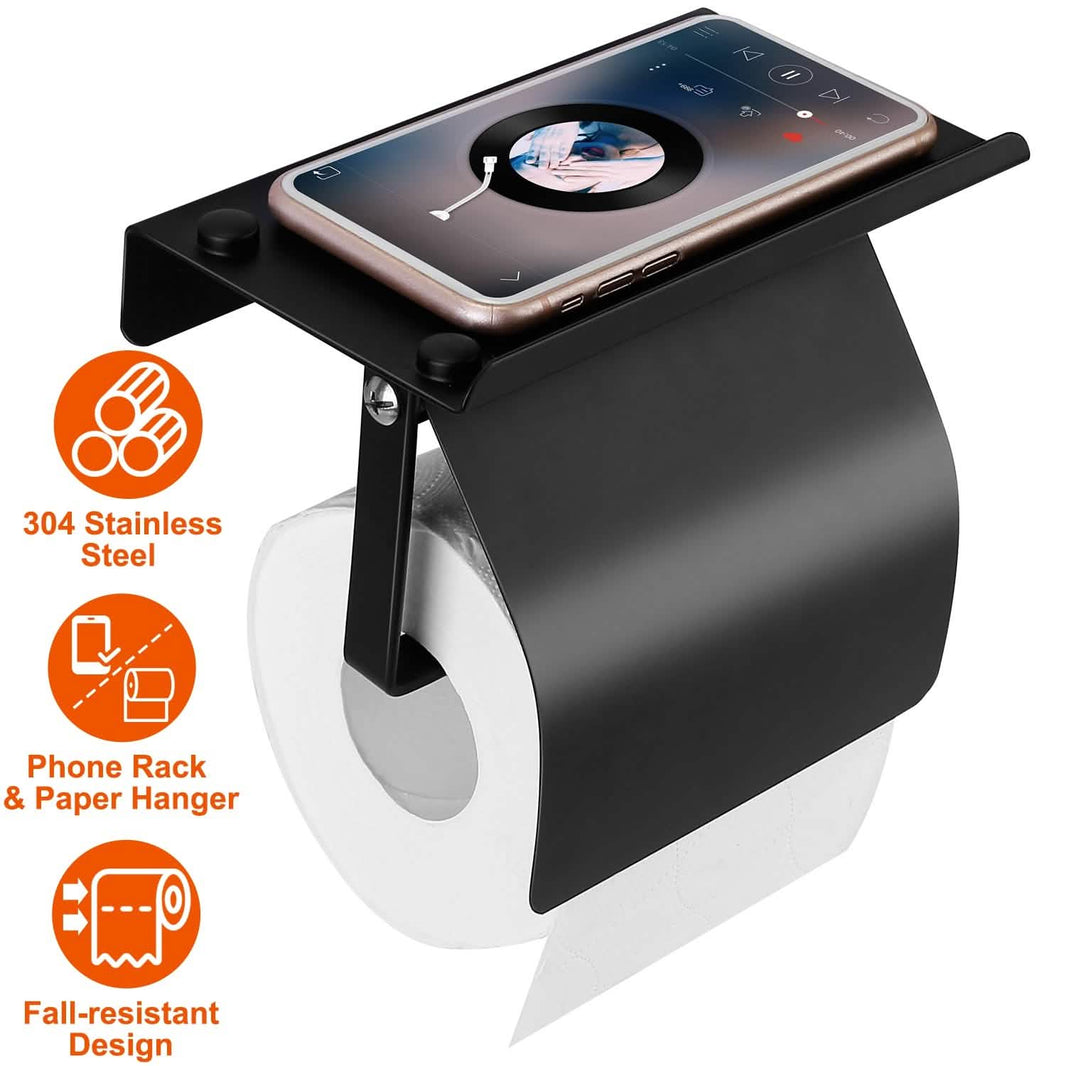 Wall Mounted Toilet Paper Holder with Phone Storage Rack-Wall Mounted Toilet Paper Holder with Phone Storage Rack
