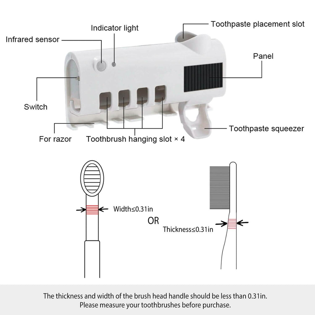 Wall Mounted Toothbrush Sanitizer Holder IR Induction UV Sanitization Rack-Wall Mounted Toothbrush Sanitizer Holder IR Induction UV Sanitization Rack