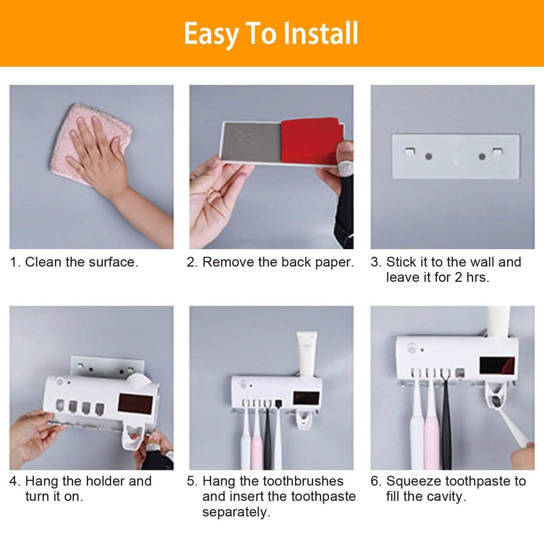 Wall Mounted Toothbrush Sanitizer Holder IR Induction UV Sanitization Rack-Wall Mounted Toothbrush Sanitizer Holder IR Induction UV Sanitization Rack
