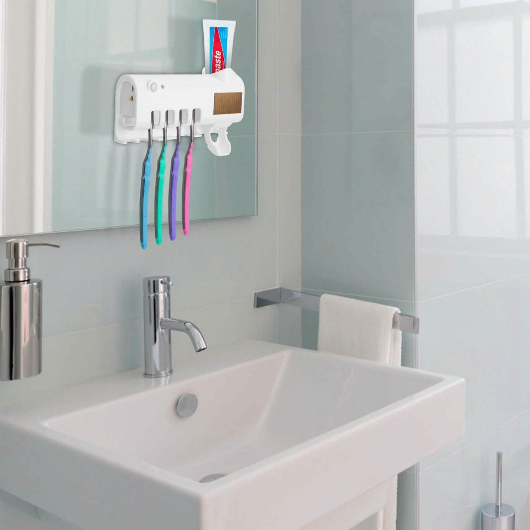 Wall Mounted Toothbrush Sanitizer Holder IR Induction UV Sanitization Rack-Wall Mounted Toothbrush Sanitizer Holder IR Induction UV Sanitization Rack